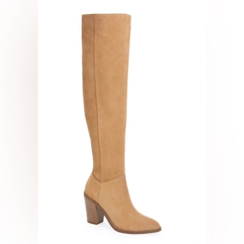 bp. Tall Tan Suede Heeled Knee-High Boots